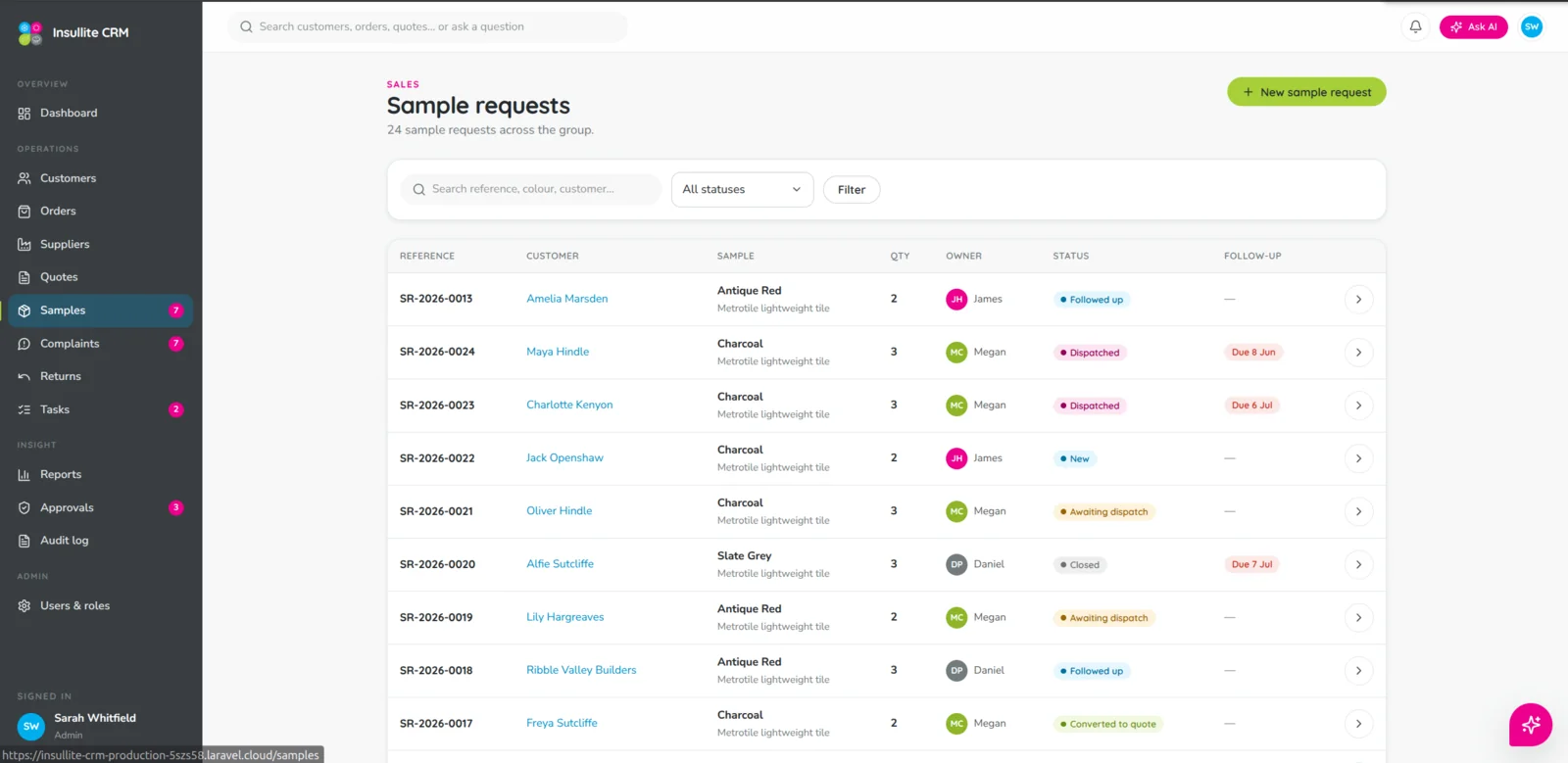 Sample requests with automatic follow-ups