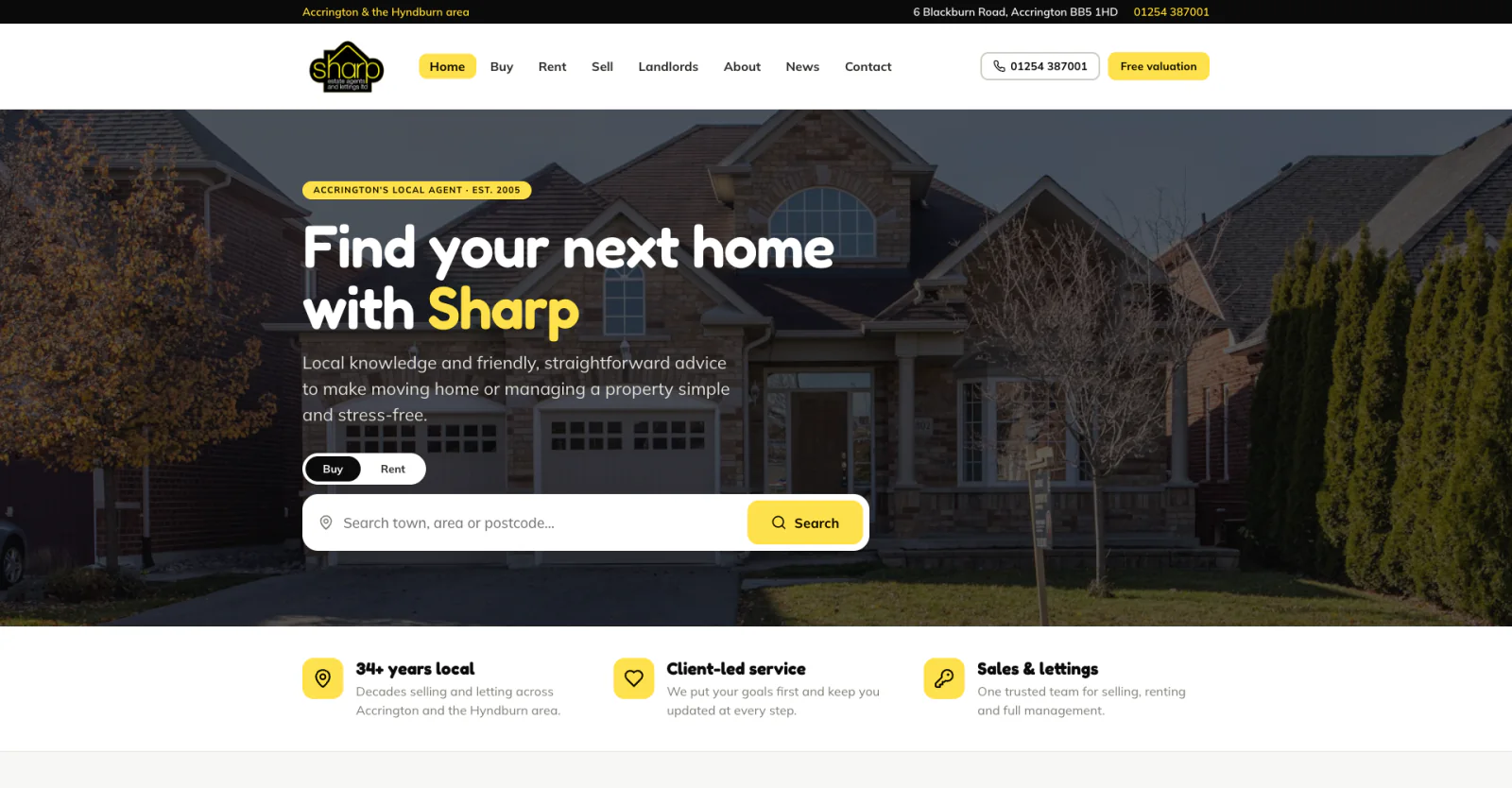 Sharp Estate Agents & Lettings, designed and built by Varsuite