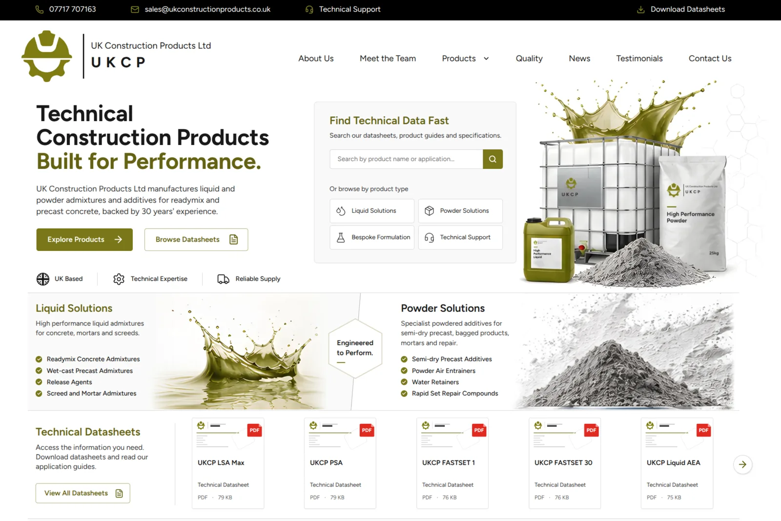 UK Construction Products, designed and built by Varsuite
